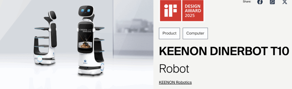 IF Design Award 2025 voor Keenon Dinerbot T10